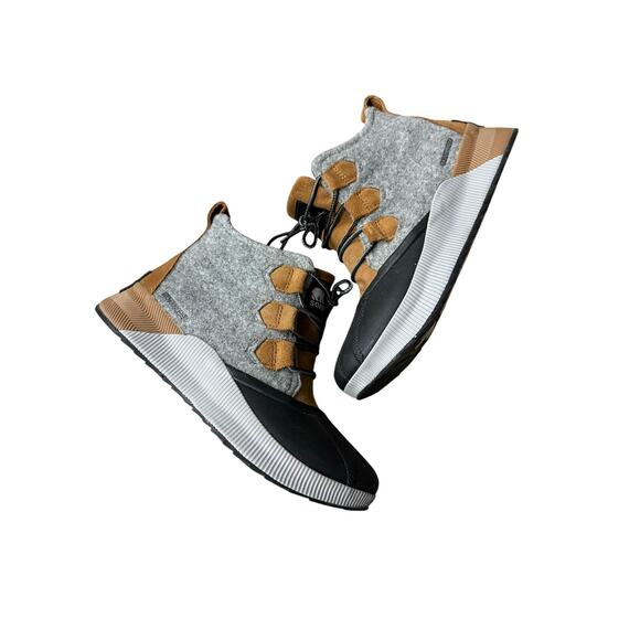 SOREL Boot Women's 8 Out N About III Classic Waterroof Felt Leather Grey Tan - Picture 8 of 8